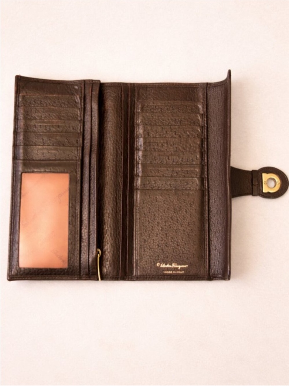 Salvatore Ferragamo Vintage Gancini Brown Leather Long
Bifold Wallet - Picture 6 of 12